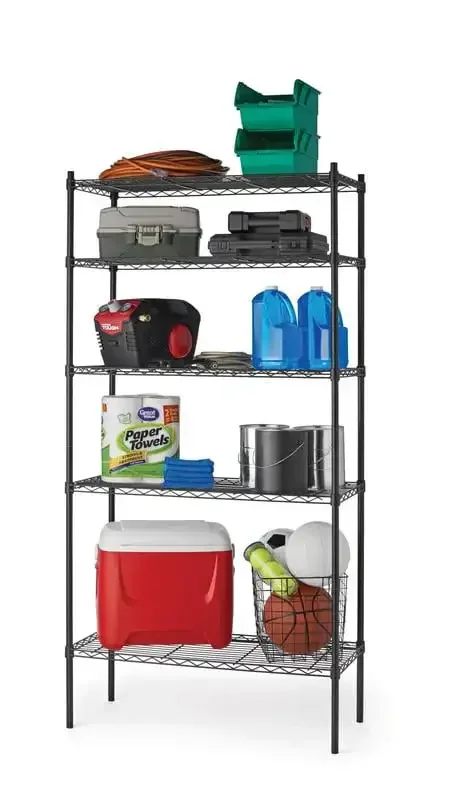 5 Tier Wire Shelf Unit Black Organizers Storage and Organization Shelves 1750 Lb Capacity Display Stand Organizer