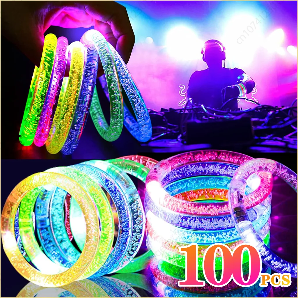 1-100PCS Halloween LED Acrylic Glow Bracelet Concert Support Fluorescent Bracelet Holiday Party Bracelets Holiday Decoration