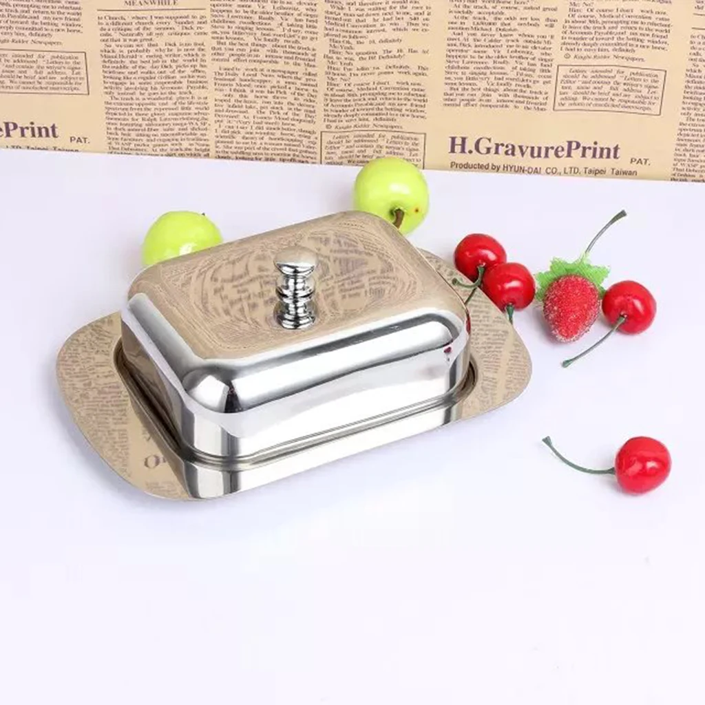 Butter Storage Box Cake Bread Fruit Container Steak Salad Biscuit Serving Tray Restaurant Hotel KitchenStainless Steel