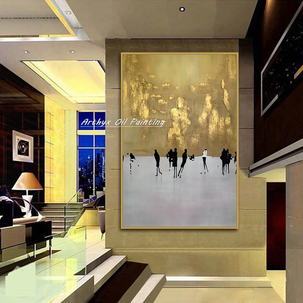 

Arthyx, ручная роспись абстрактной фигуры, картина маслом на холсте, золотой художественный постер, настенная картина, декор комнаты, современное украшение дома, произведение искусства