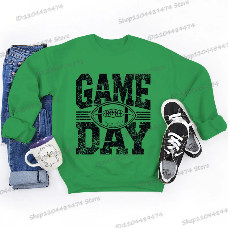 Game Day American Football Damenbekleidung Vintage Rugby Rugby Bedruckt Herbst Winter Pullover Fleece Fußball Sweatshirts Geschenke