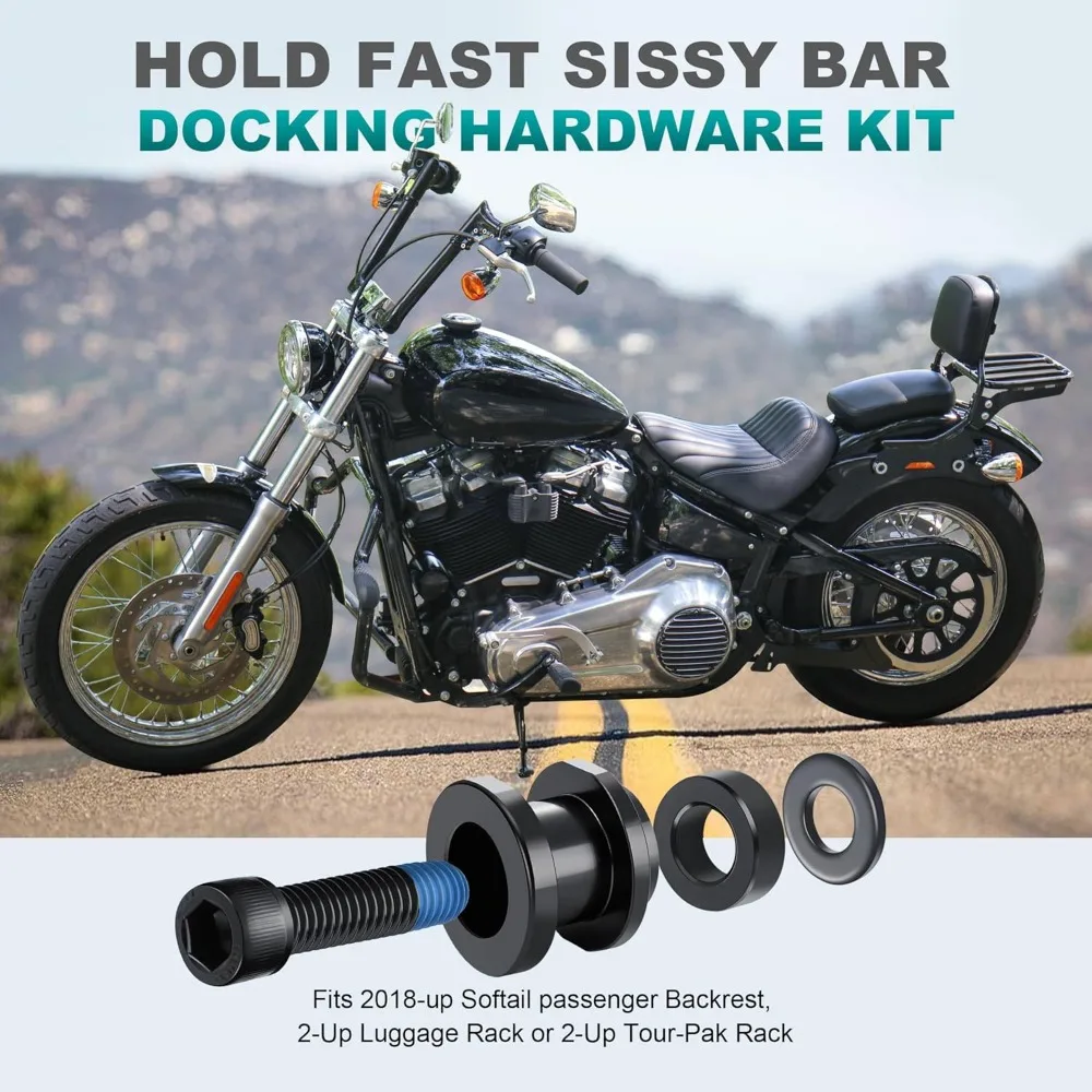 مجموعة أدوات لرسو السفن من MoKitDora مقاس 26 بوصة من Softail Sissy Bar قابلة للفصل ومسند الظهر لـ Harley 2018-UP Heritage FLHC Street Bob FX