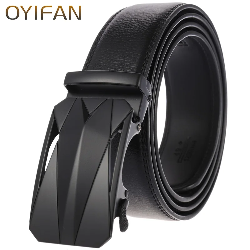 

OYIFAN Men Belt Automatic Buckle Belt Genune Leather High Quality Belts For Men Leather Strap Casual Buises for Jeans belt men