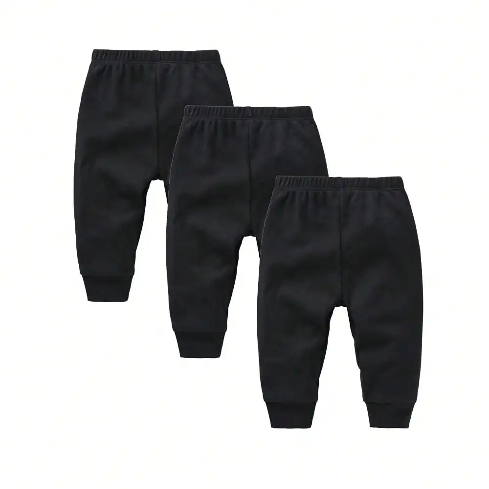 3 Pcs/lot Unisex Baby Pants 100% Cotton Solid White Black Design 0-24 Months Body Long Pants