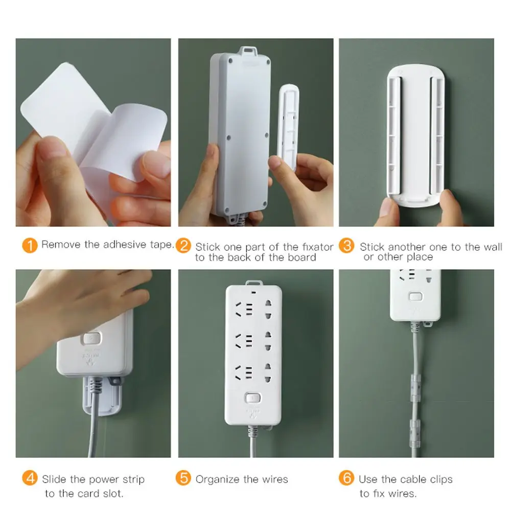 Wall Fixer Storage Shelf Socket Holder Self-Adhesive Sticker Punch-free Plug Fixer Power Strip Holders Wall-Mounted