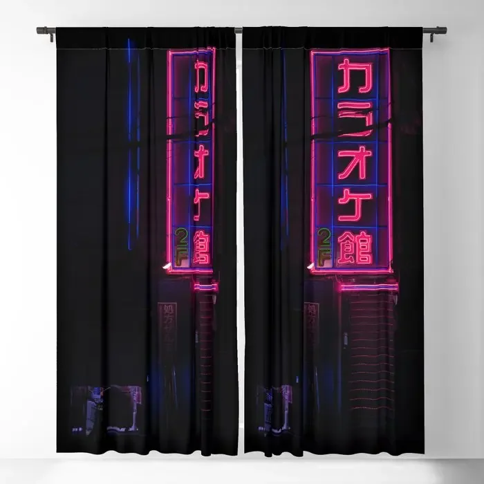 Neo Tokyo Blackout Curtains 3D Print Window Curtains For Bedroom Living Room Decor Window Treatments