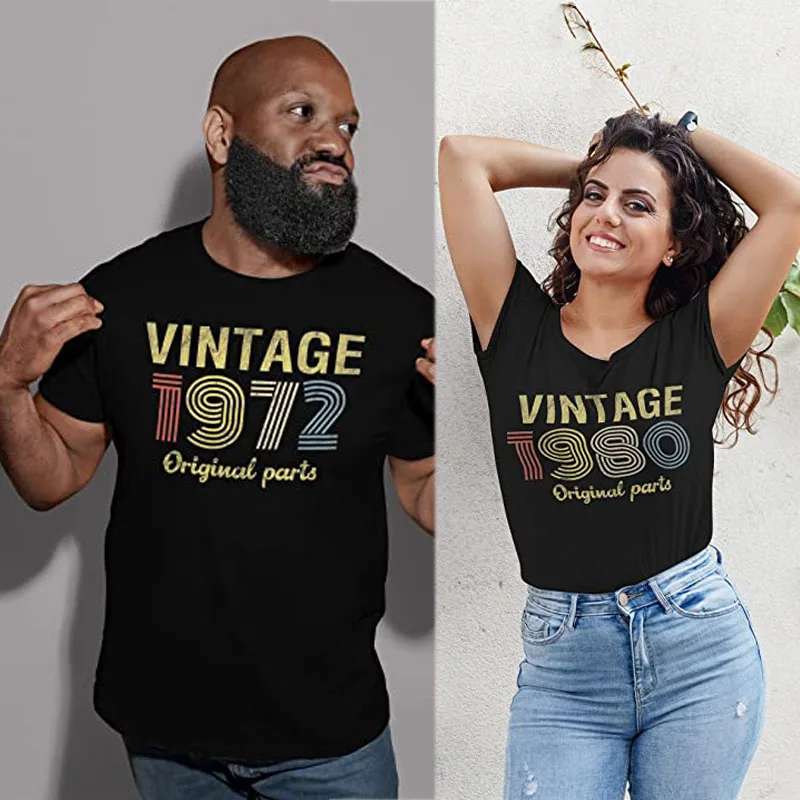 70s 80s 90s Birthday Shirts for Women Men-Vintage Original Parts-Family Retro Birthdays Gifts for Mom Daddy Brothers Sisters