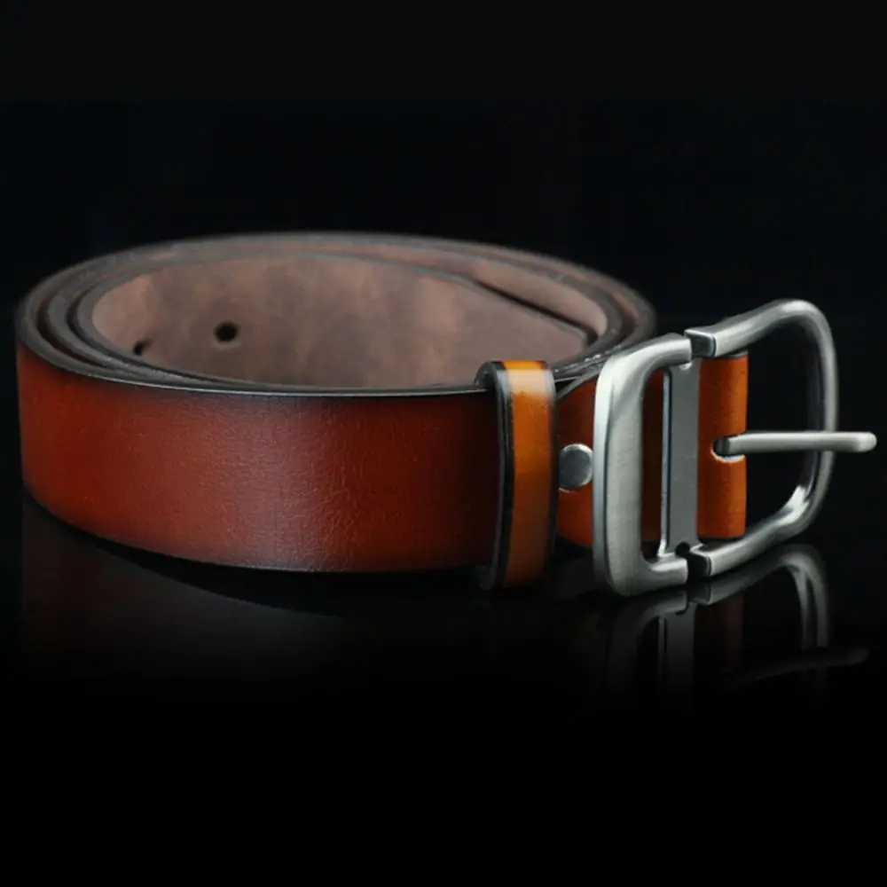 Sabuk kulit desain mewah Retro, ikat pinggang gesper Pin serbaguna kasual bisnis