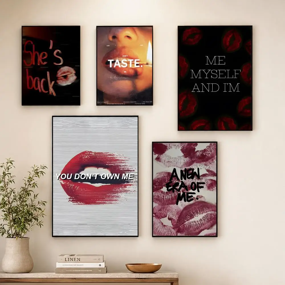 Lipstick Marks Poster Decorative Wall Art Stickers Mural For Home Living Room Hallway Decor Gift