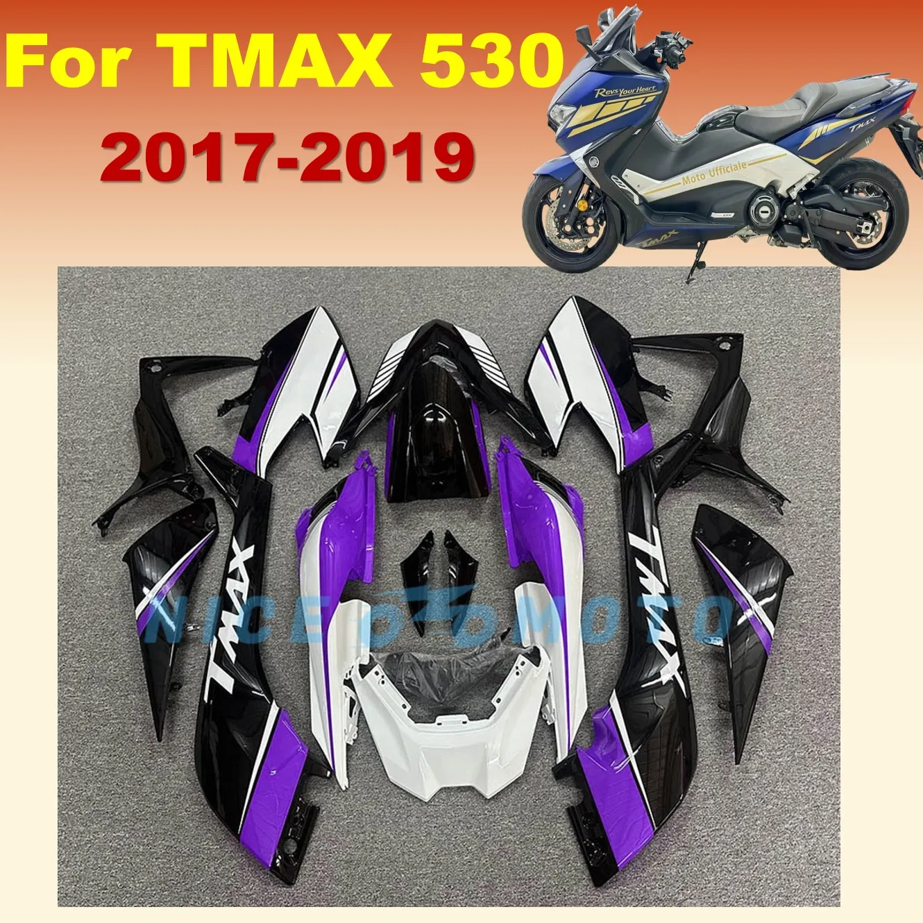 

Injection ABS Plastics Fit For YAMAHA TMAX530 2017 2018 2019 TMAX 530 17 18 19 T-MAX530 Purple Motorcycle Bodywork Fairing Kit