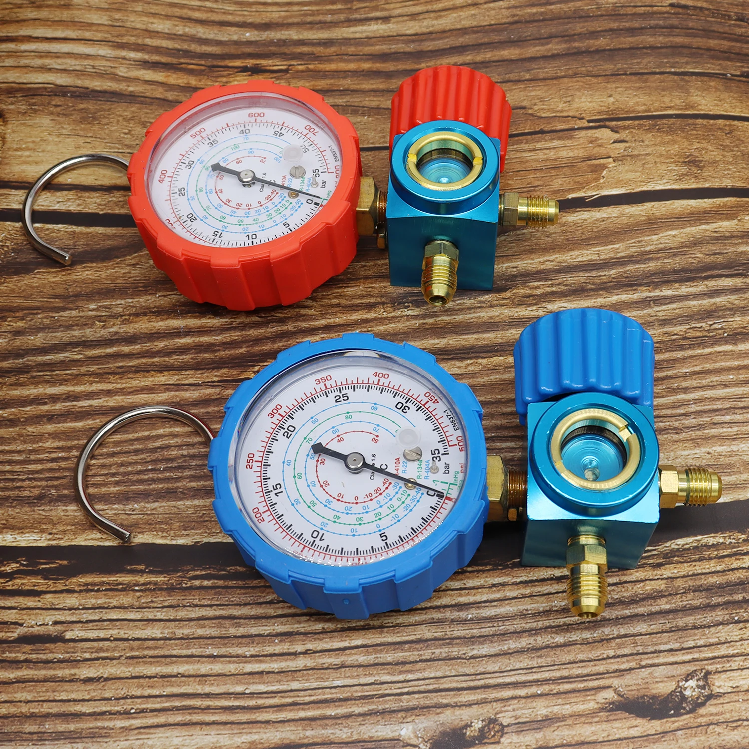 Air Condition Gauge Set For R410A R22 R134a R404A Refrigerants Manifold Gauge Manometer Valve 800psi/500psi with Visual Mirror