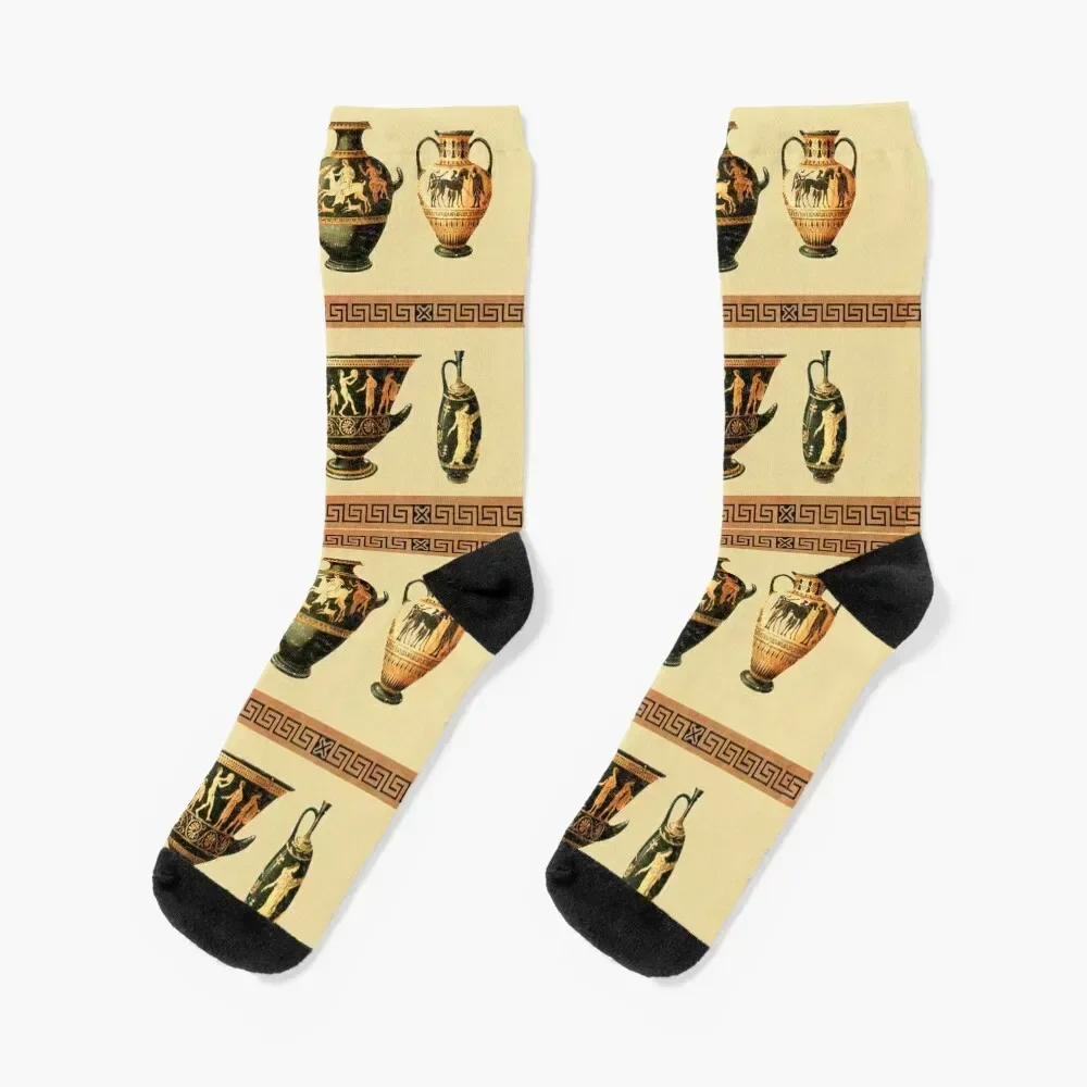 

Greek Vases Socks New year's man cotton warm winter Socks Ladies Men's kawaii winter retro Woman Socks Men's
