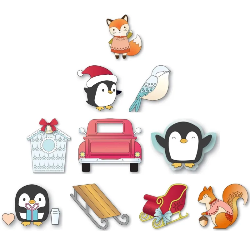 Santa Penguin Acorn Squirrel Trimmed Trees Metal Cutting Dies New Arrival 2026 DIY Molds Scrap Booking Paper Making Die Cuts