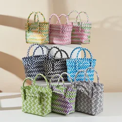 Summer Hand-woven Women's Basket Straw Bag Summer Seaside Travel Holiday Beach handbBag Daily Shopping tote bag Female 2024