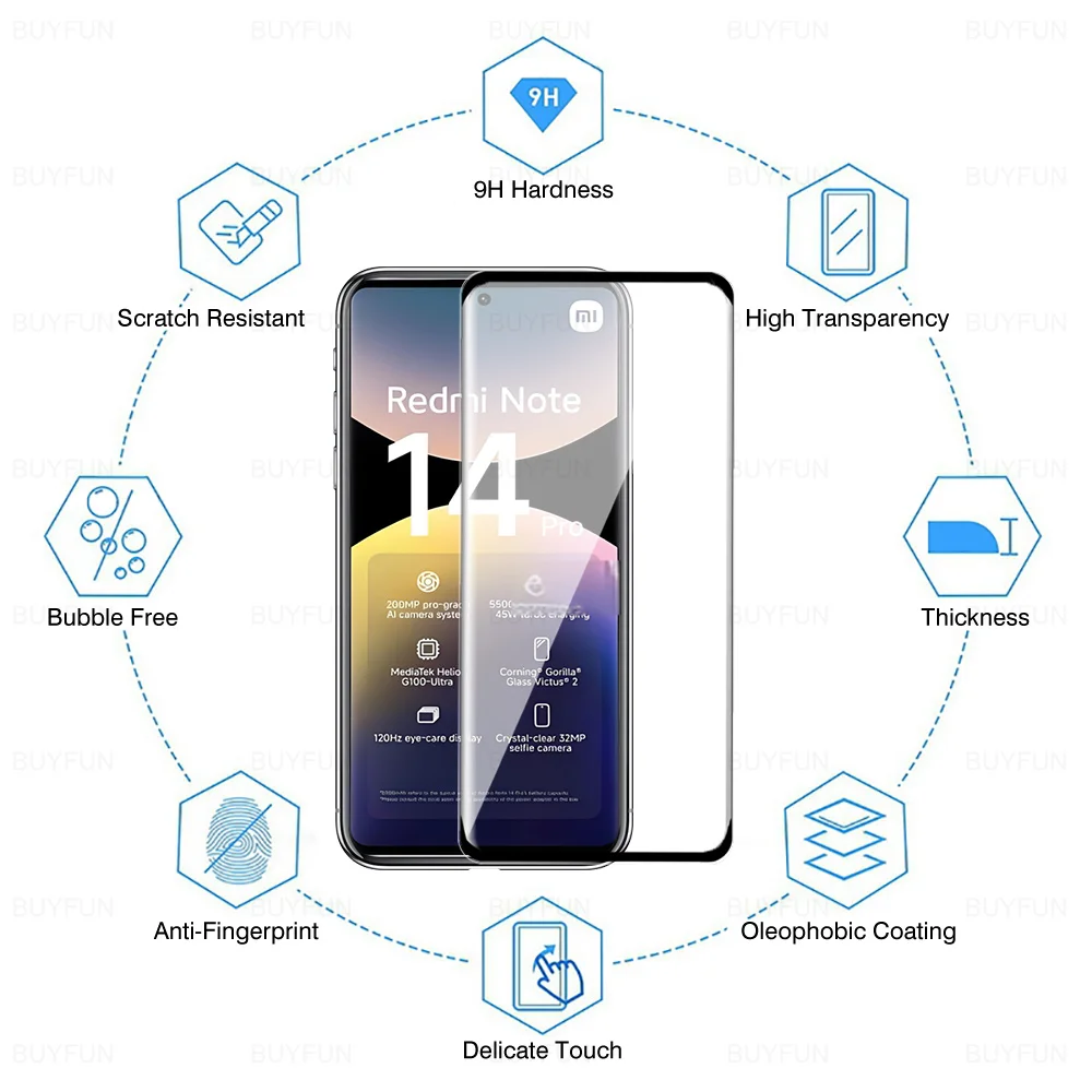 6in1 Note14ProPlus Защитное стекло для Xiaomi Redmi Note 14 Pro + 5G Защитная пленка экрана Note 14 Pro Plus 14 ProPlus