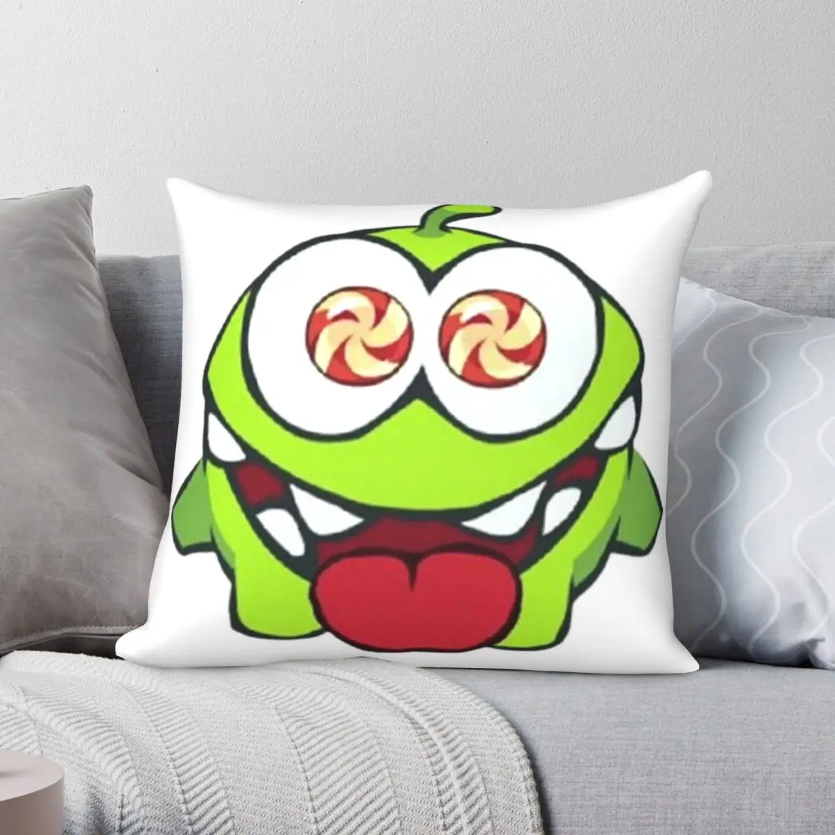 Om Yum Cut The Rope Square Pillowcase Polyester Linen Velvet Printed Zip Decor Sofa Cushion Cover