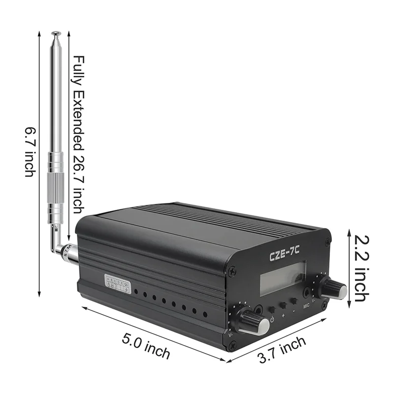 CZE-7C 7W Long Range FM Transmitter for Drive-in Church, School & Supermarket Events, Light Shows Conference Stereo