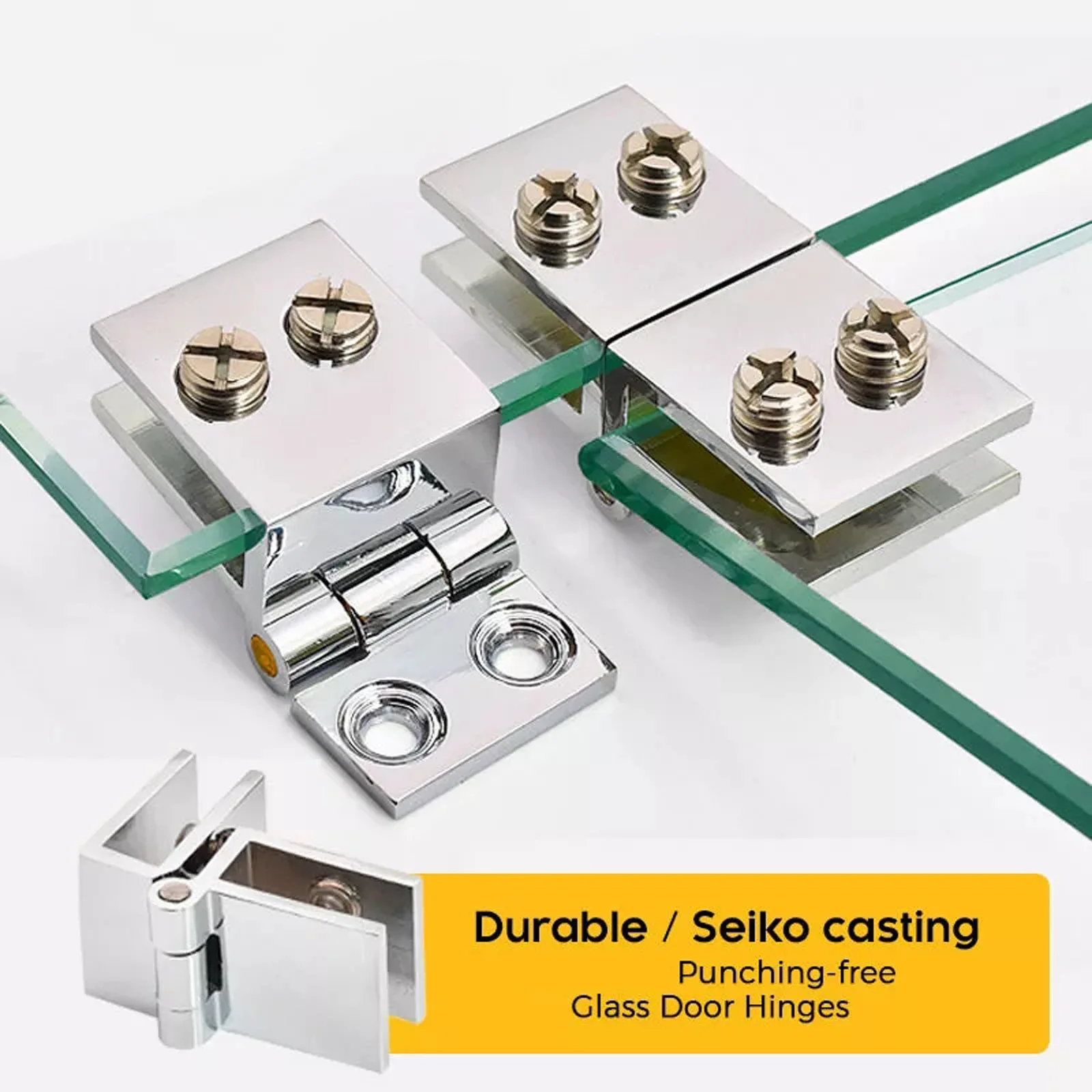 Cabinet Hinges Glass Clamp Bracket Hinges Alloy  Flat Back Square Glass Clip Adjustable Glass Clip Clamp Support Holder