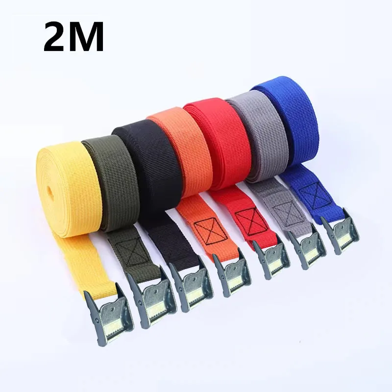 3pcs 2M Buckle Tie-Down Belt cargo straps for Car motorcycle bike With Metal Buckle Tow Rope Strong Ratchet Belt for Luggage Bag