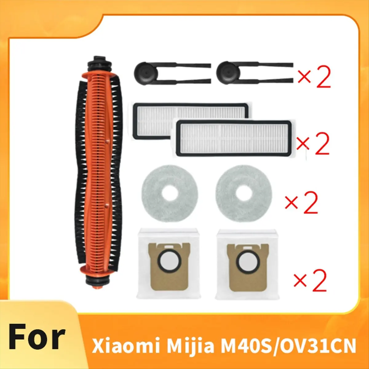 A86G NEW 9PCS for M40S/OV31CN Vacuum Cleaner Accessories Main Roller Side Brush Hepa Filter Mop Cloth Dust Bags