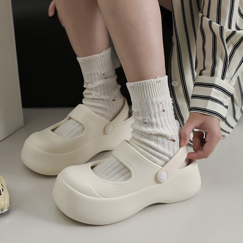 Sandalias Mary Jane de verano, lindas zapatillas de Lolita antideslizantes de suela gruesa para niñas, zapatos de playa EVA suaves, ligeros y duraderos para exteriores