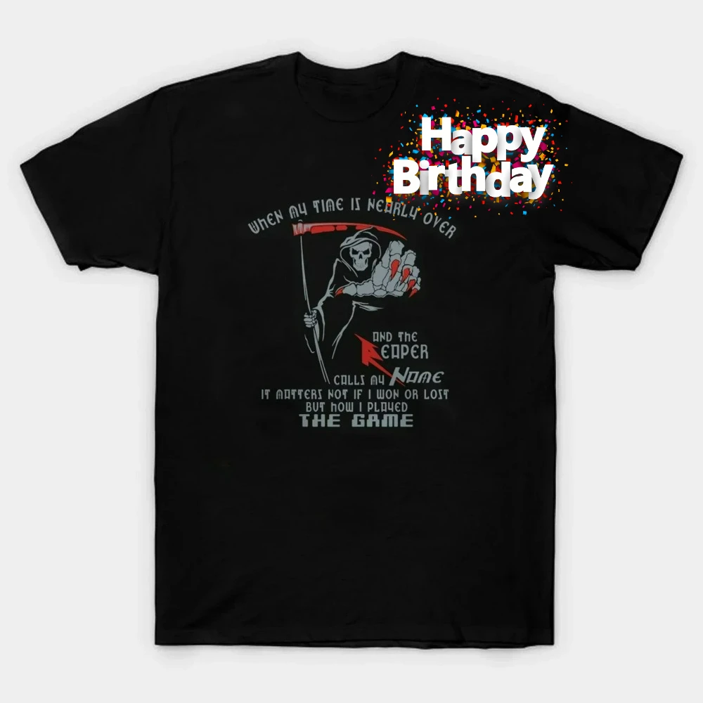 Computer Game Grim Reaper Play The Game T-Shirt 100% Cotton O-Neck Summer Short Sleeve Casual Mens T-shirt Size S-3XL