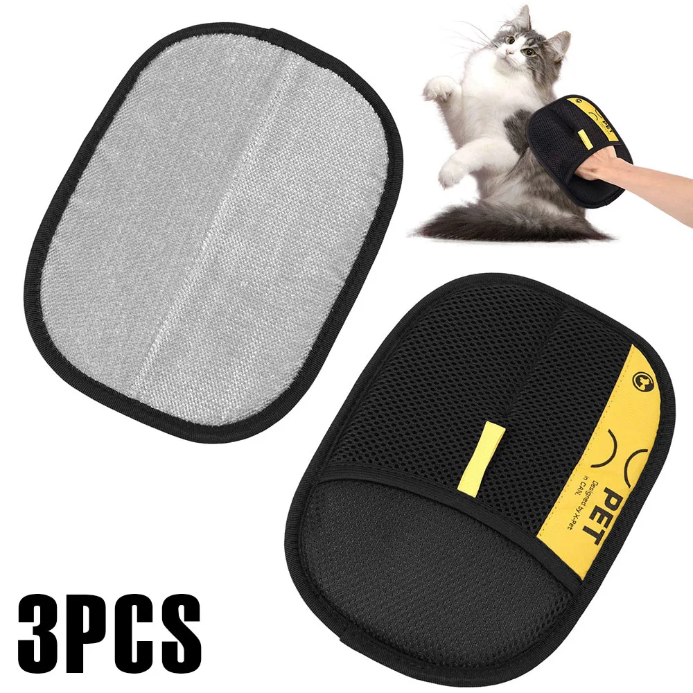 3 Pcs Pet Hair Remover Glove Reusable Static Removal Gloves Double-Sided Cat Dog Grooming Gloves Hair Removal Tool Pet Supplies