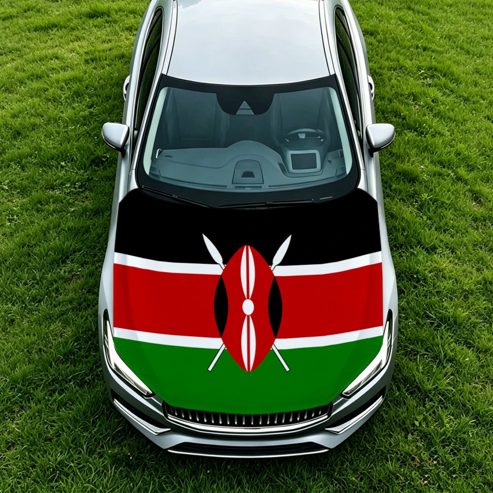 3.8x5.3ft Kenya Car Hood Cover Flag Swiss Confederation Car Bonnet Banner Elastic Fabrics Windproof