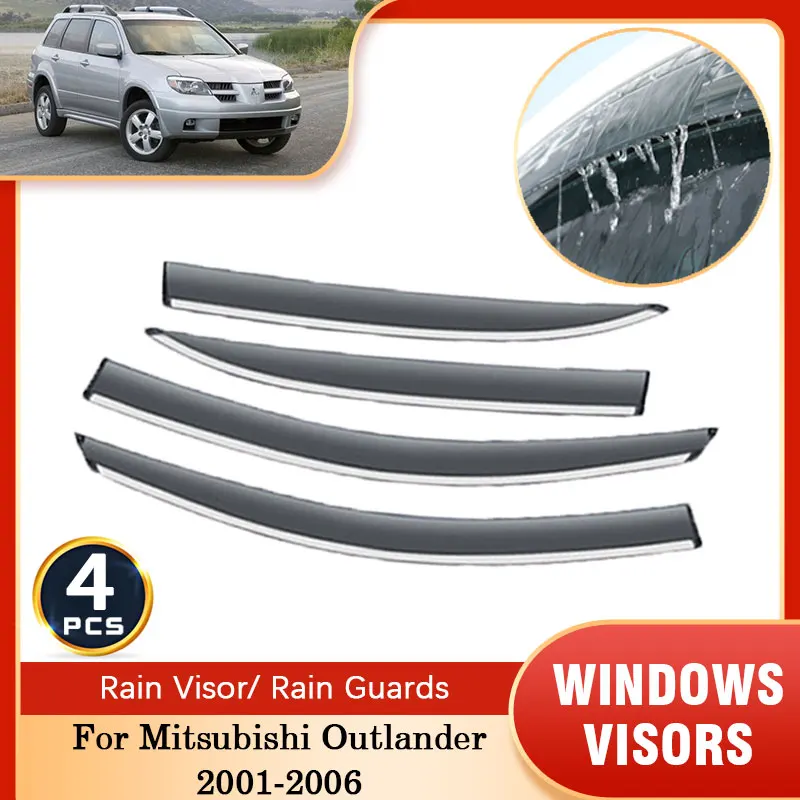 For Mitsubishi Outlander Montero Airtrek CU ZE ZF 2001~2006 Car Side Window Visor Windshield Deflectors Awning Cover Accessories