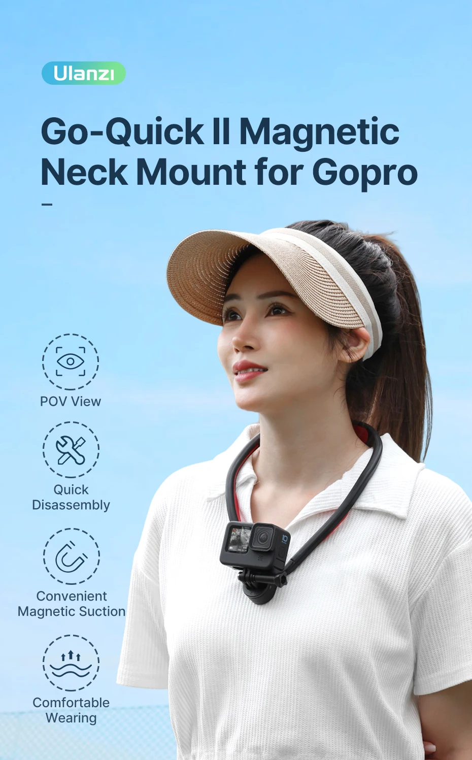 Ulanzi Go-Quick II Magnetische Silikon-Halshalterung für GoPro Hero 13 12 für Insta360 für DJI Osmo Action-Kamera-Zubehör – Detail 1
