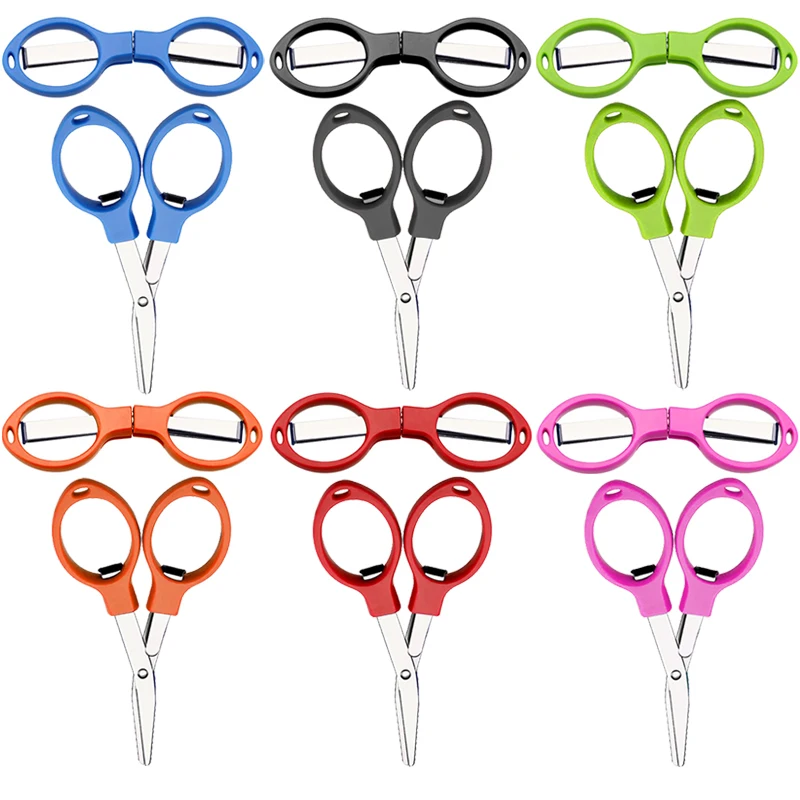 

12Pc Folding Scissors Small Foldable Scissors Mini Travel Stainless Steel Scissors Bulk Glasses Shaped Anti Rust Sewing Cutter