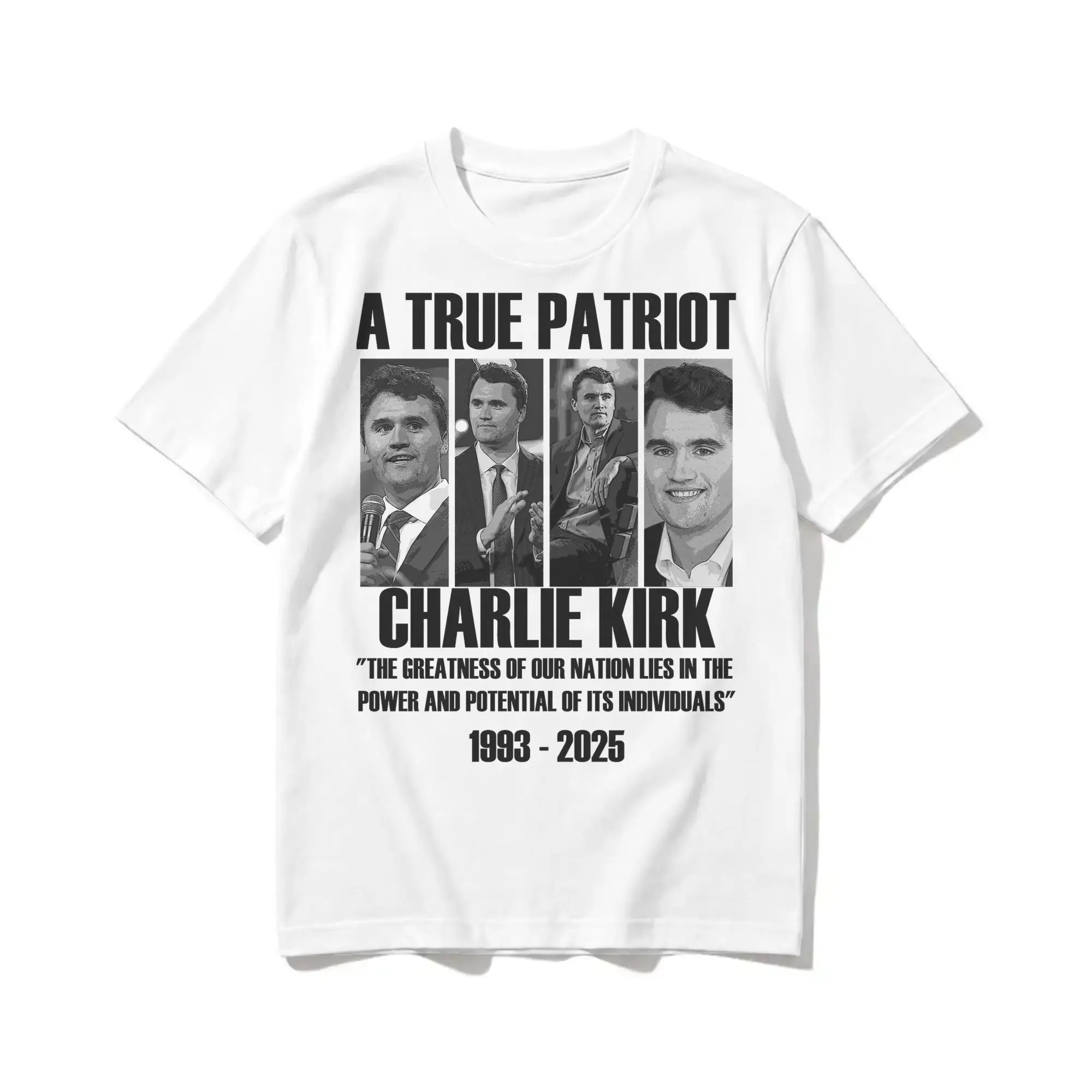 American patriot Charlie Kirk RIP T Shirt Pure Cotton Vintage T-Shirts Crew Neck  Tee Shirt Short Sleeve Tops Plus Size
