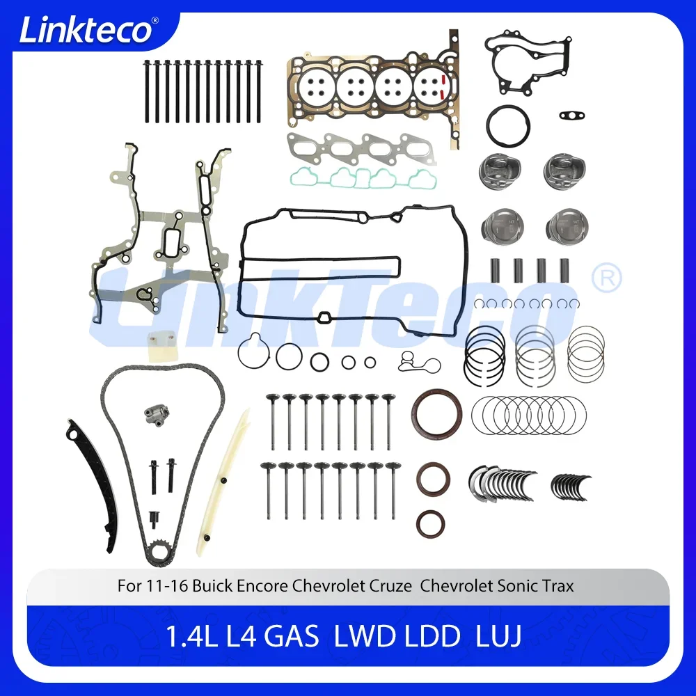 

Engine Rebuild Timing Chain Piston Ring Gasket Bearing Kit For 11-16 1.4 T L GAS GM Buick Encore Chevrolet Cruze Sonic Trax 1.4L