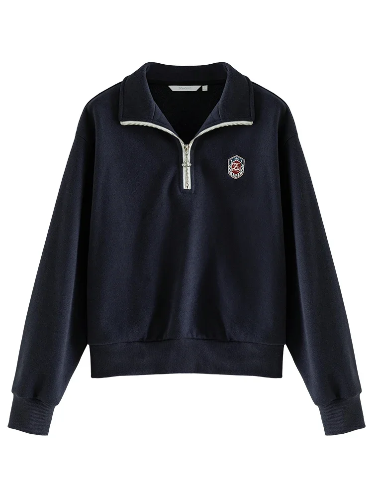 ZIQIAO Retro American Academy Style Maglione delle Donne 2023 Autunno Inverno Nuovo Mezza Pull Catena Polo Collo Magliette e camicette Per Le Donne