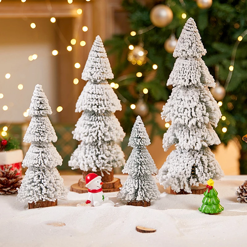 Mini Christmas Tree Ornaments Sisal Silk Cedar Small Pine Tree For Xmas New Year Party Home Table Decoration Christmas Gifts