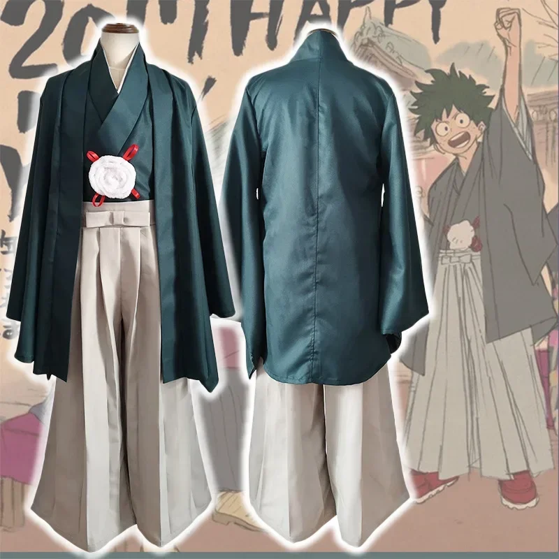 Anime My Hero Academia Cosplay Midoriya Izuku Kimono Full Set