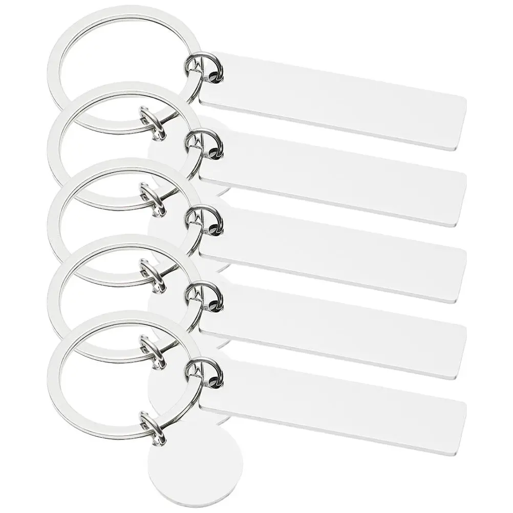

5 шт. заготовок для брелоков из нержавеющей стали, прямоугольные, для самостоятельной гравировки, металлические подвески для сумок и рюкзаков