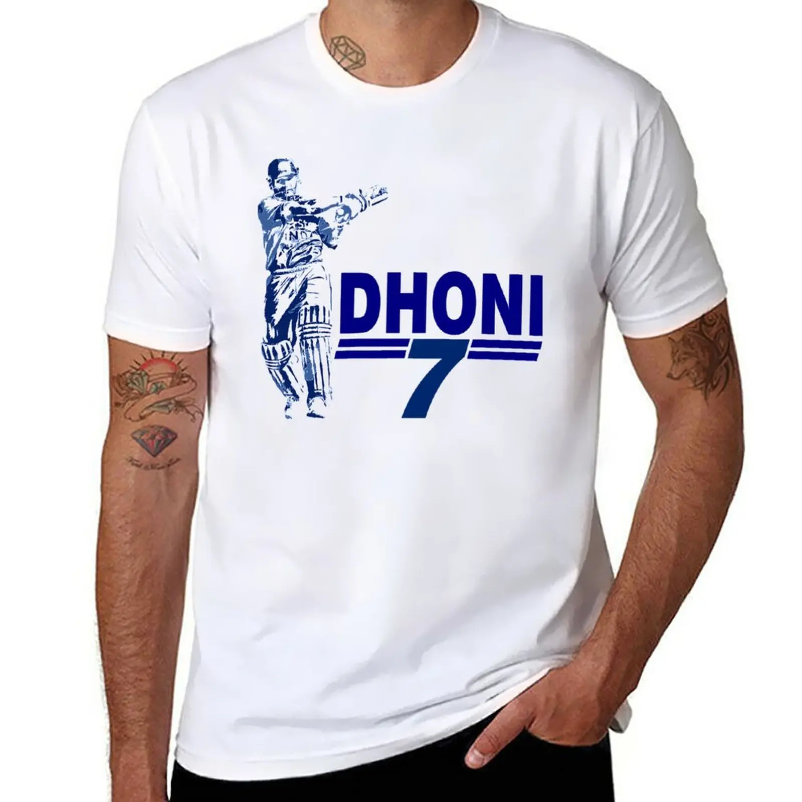 New 7 DHONI T-Shirt sweat shirts Short t-shirt plus size tops boys white t shirts t shirts for men