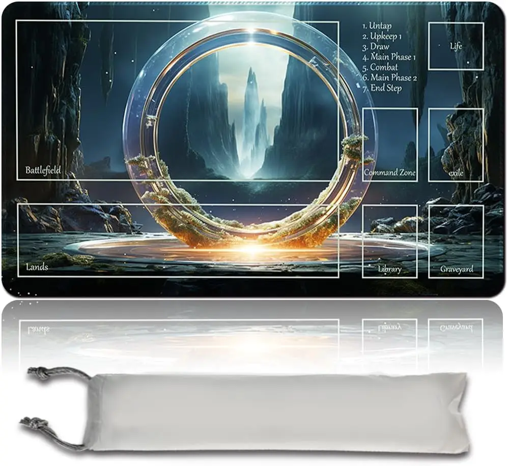 

Sol Ring – Juego de mesa MTG Juegos Alfombras + Bolsa impermeable gratuita, bordes cosidos, superficie de goma suave, MTG PlayMa