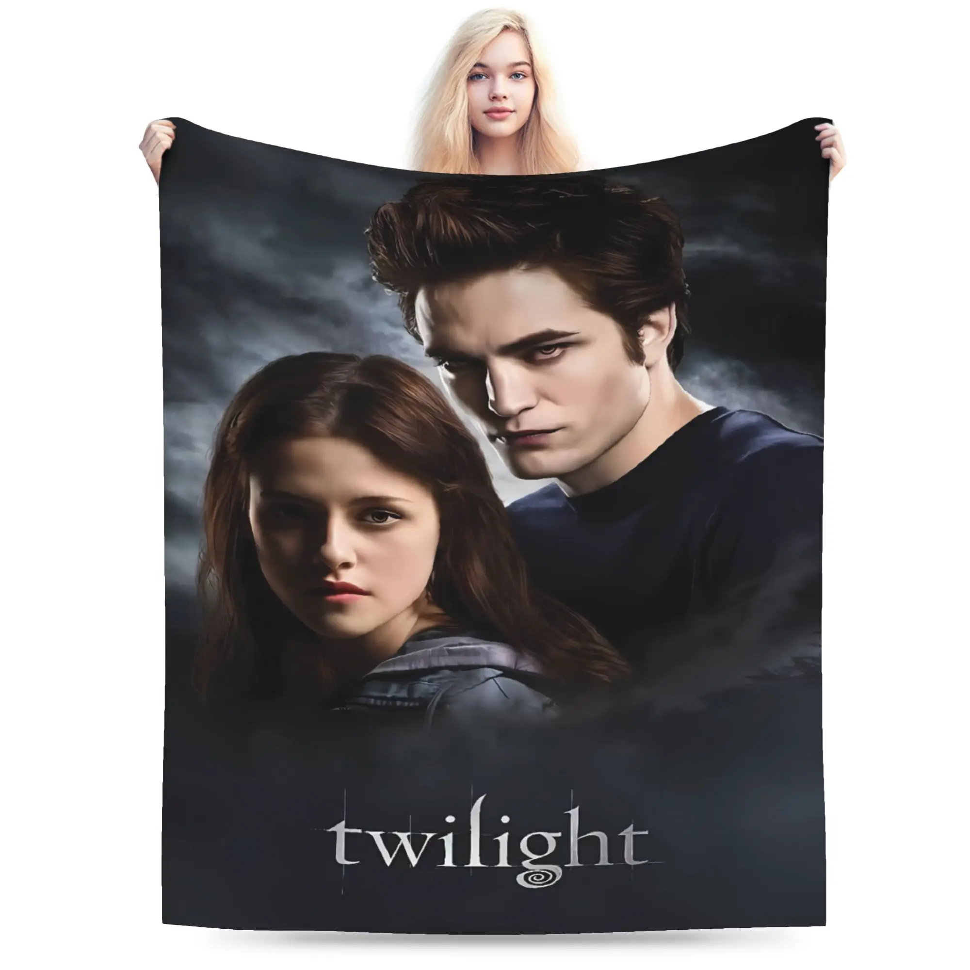 3D The Twilight Saga Edward Bella Blanket Warm Plush Throw Blanket For Couch Chair Sofa Bed Travel Flannel Bedspread Bed Cover