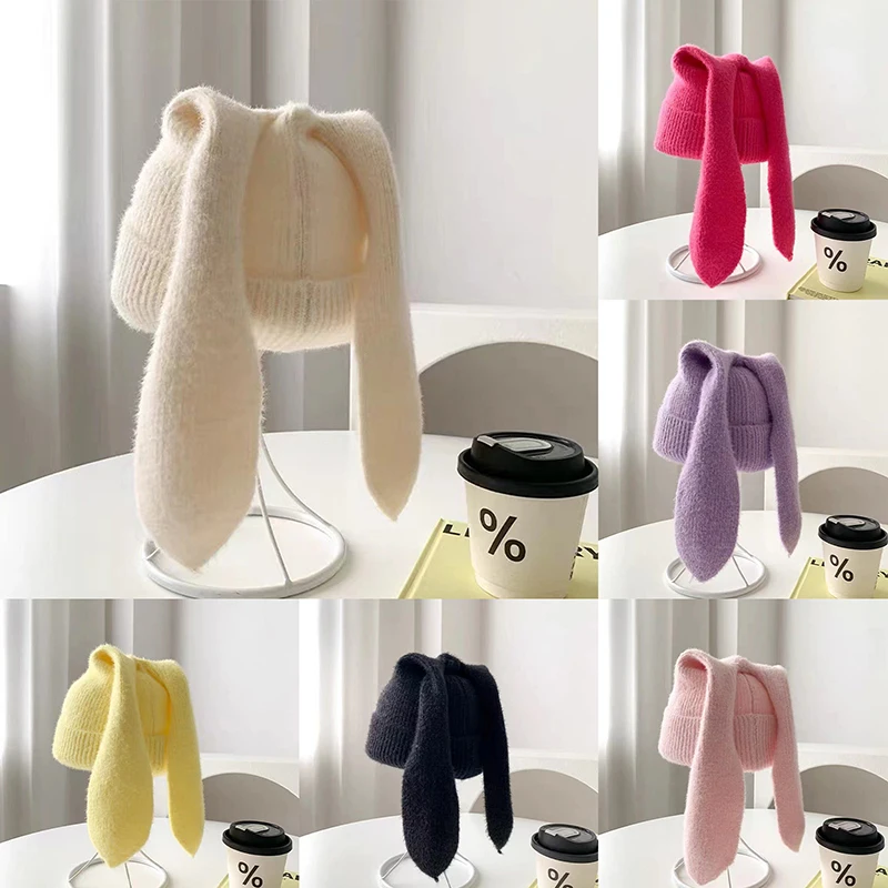 

Long Ear Hat Crochet Knitted Hat Cute Bunny Hat Rabbit Ears Hats For Women Winter Warm Hats Warm Caps