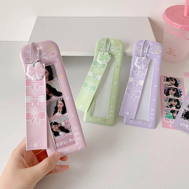 

Practical Girls Transparent Photo Card Holder Student Cartoon Star Design Long Style Booth Strip Display Sleeves