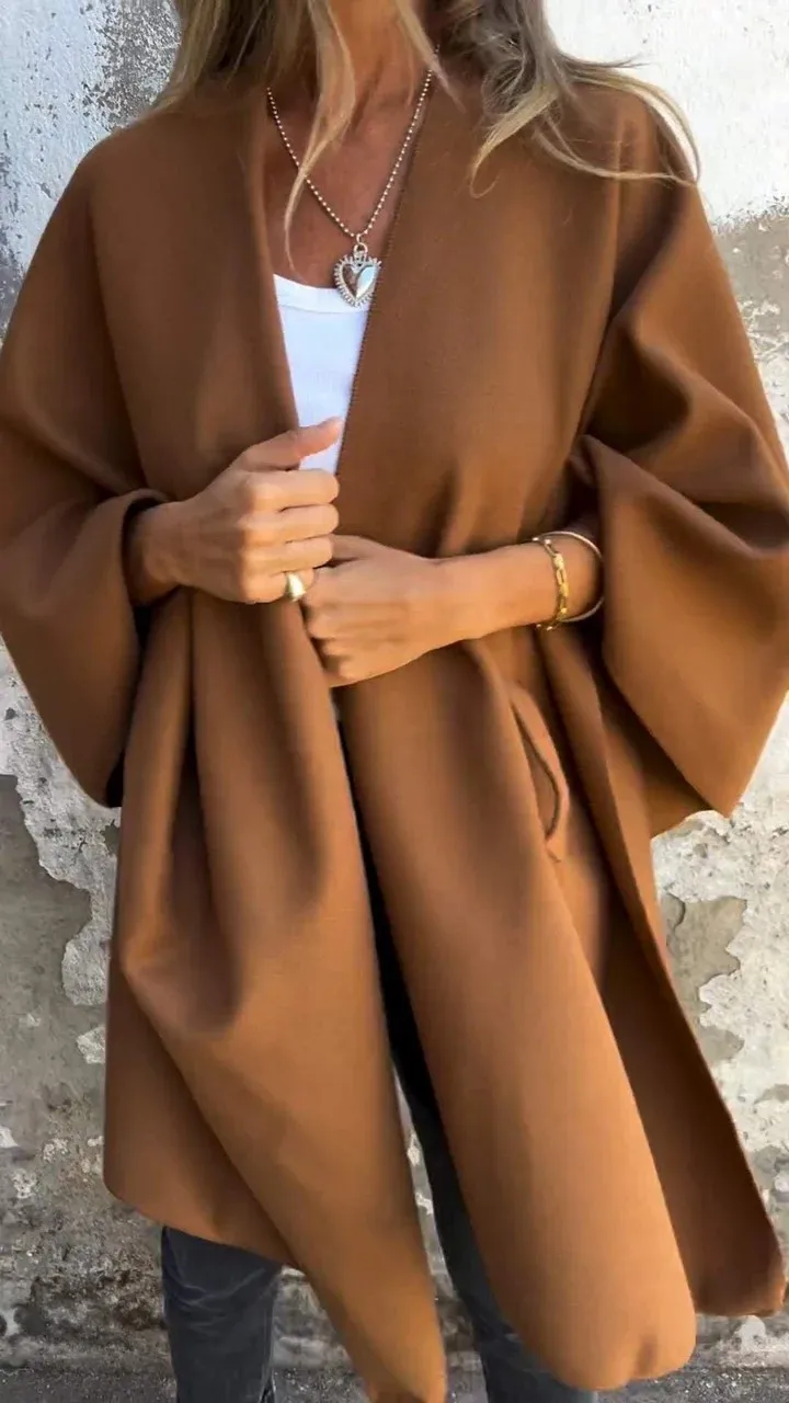 Extra Large Elegant Women's Shawl Autumn And Winter New Fashionable Solid Color V-neck Bat Sleeve Jacket Shawl Warm And Casual
