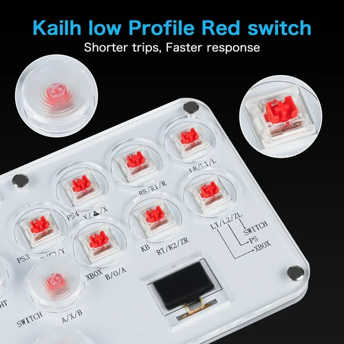 Imagen 2 del producto Palo de Arcade sin pegatinas, 12 teclas, Mini juego de lucha con todos los botones, palo de Arcade, controlador sin palanca, palos de lucha para PS3/PS4/PC/Switch