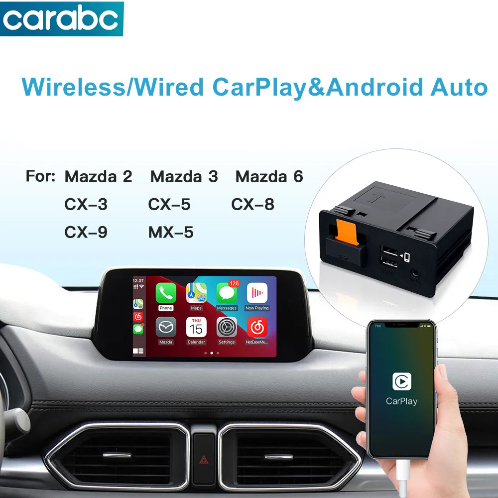 CARABC For Retrofit Mazda 2 3 6 CX3 CX5 CX8 CX9 MX5 Demio Miata TK78669U0C Kit Carplay Android Auto Adapter UBS Hub OEM