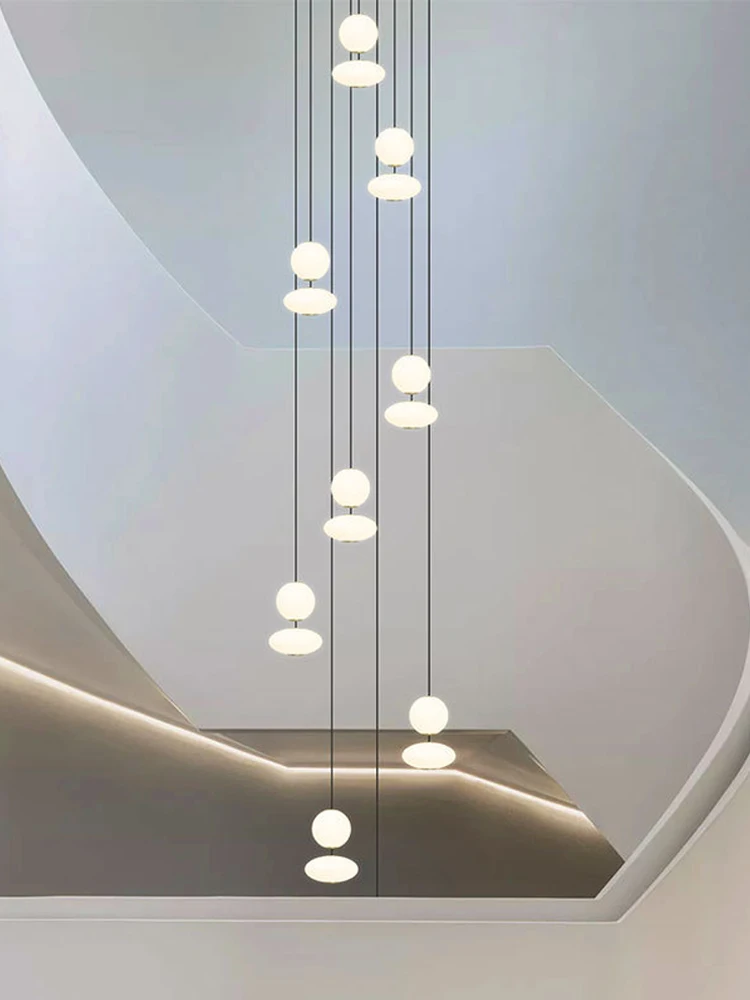 

Staircase Chandelier Modern Minimalist Internet Celebrity Rotating Duplex LOFT Creative Hotel Villa Staircase Combination Long C