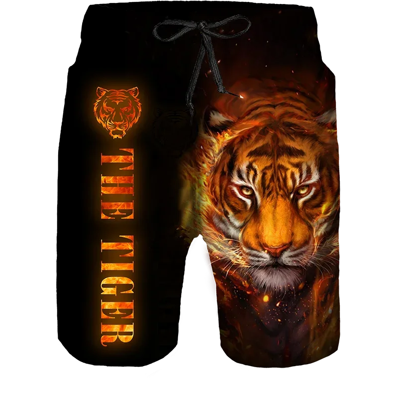 New fashion style Summer New Men Beach Shorts Casual Cool Animal 3d Print Tiger Shorts Running Trunks Breathable Men Loose Pants