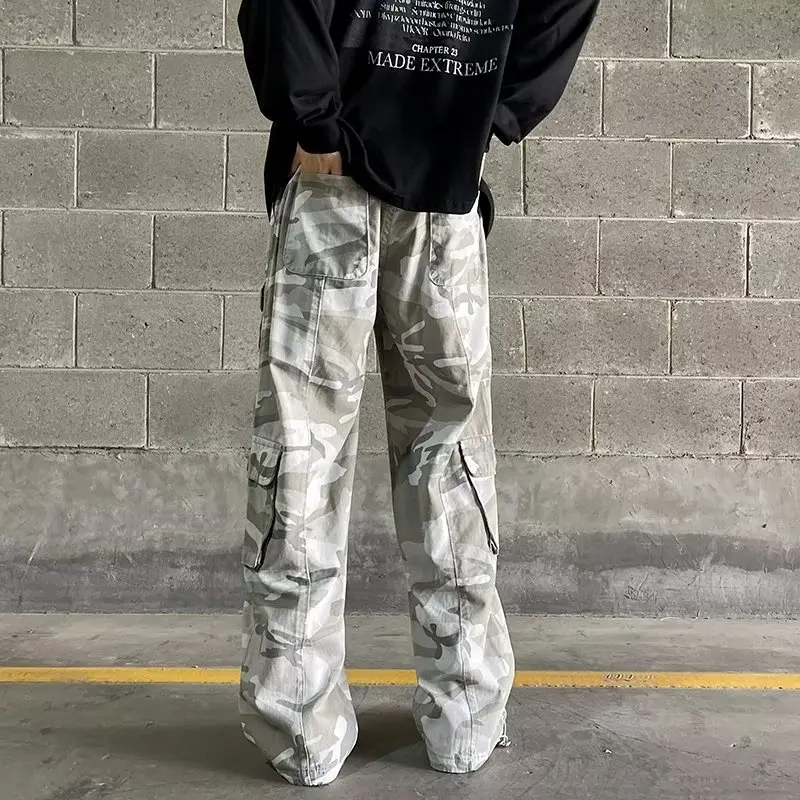 

Свободные мужские брюки в американском ретро-стиле, камуфляжные, рабочие, в стиле хип-хоп, прямые, широкие, в пол, модные повседневные брюки