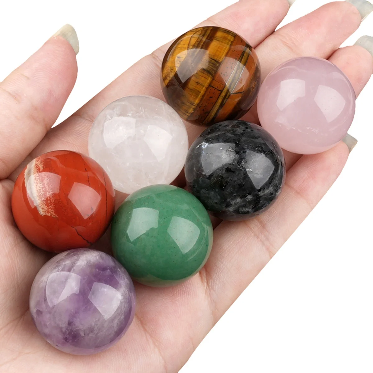 25mm Natural No Hole Healing Crystal Sphere Gemstone Ball For Meditation Reiki Positive Energy Spiritual Home Decor