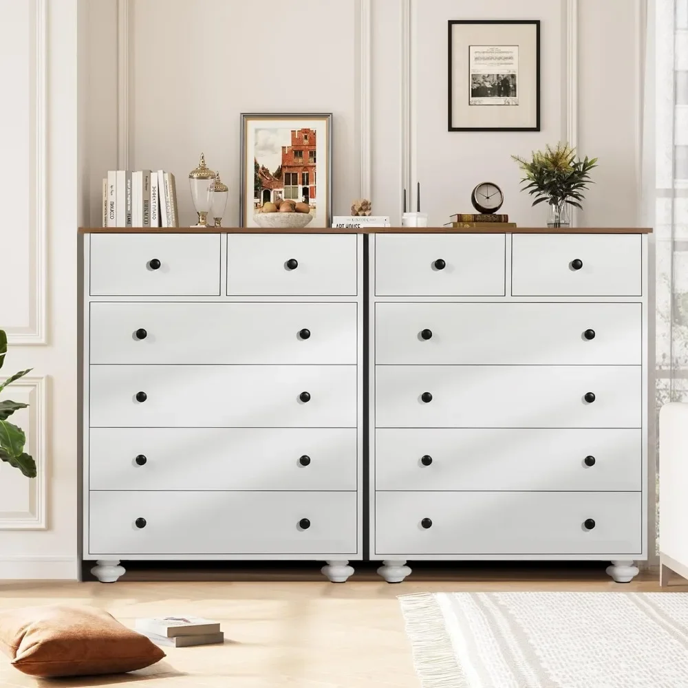 Tall 6-Drawer Wood Chest of Drawers, Space-Saving Storage Organizer Cabinet for Bedroom, Closet & Hallway